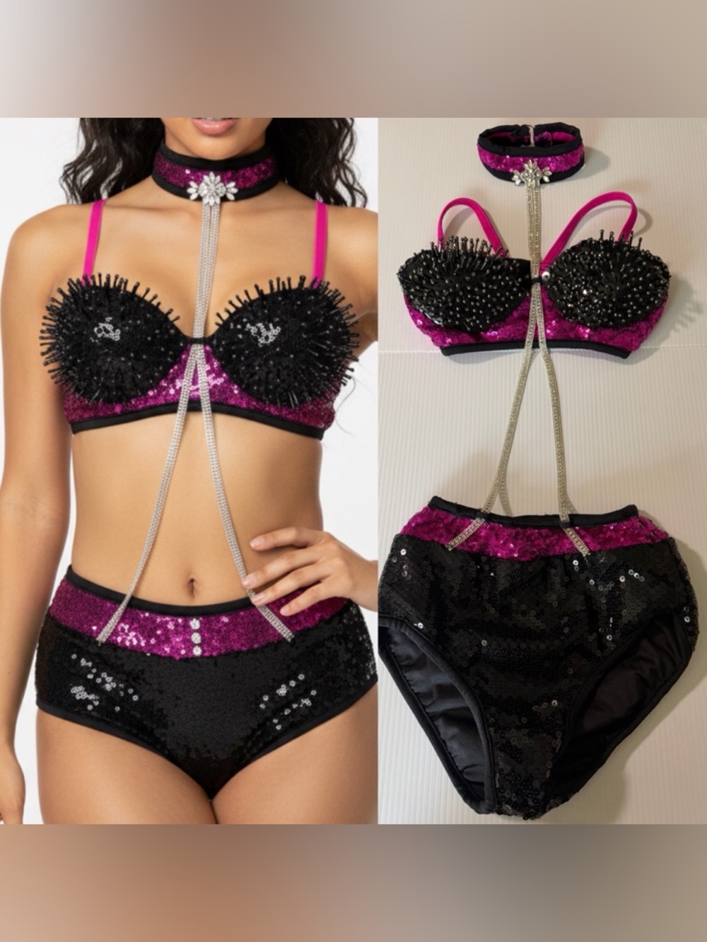 Glamour custom solo sassy sexy dance costume 2 piece sequin embellished LC child